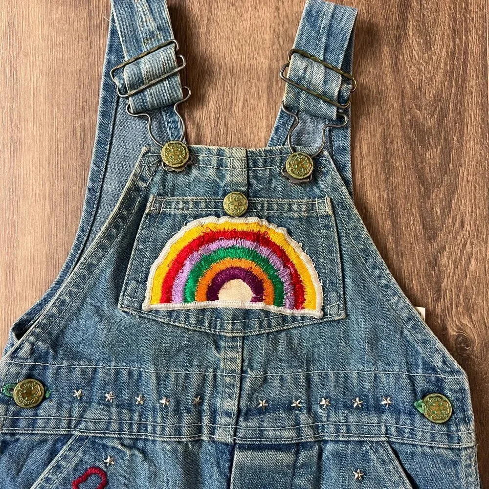 Vintage OshKosh Rainbow Disney Mickey Overalls